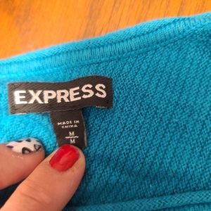 Aqua Blue 3/4 sleeve Express Sweater, Off Shoulder